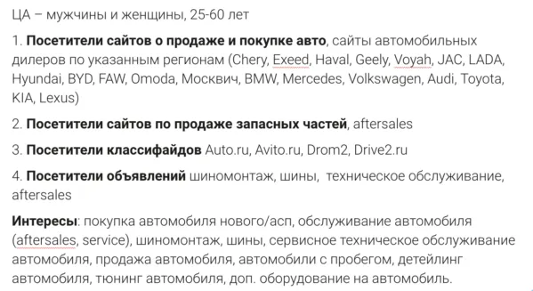 Как выглядел созданный кастомный сегмент в нашей РК