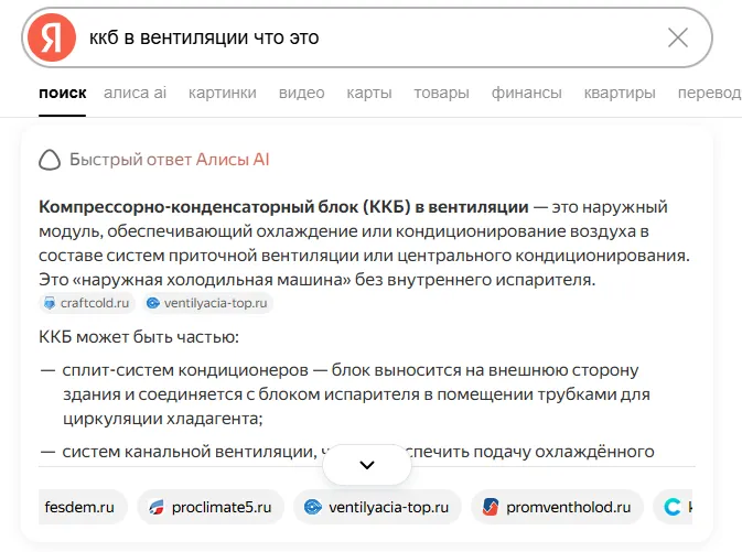 Как 9 технических статей о вентиляции вывели ventilyacia-top.ru в ИИ-ответы Яндекса