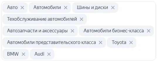 Premium / SKAD / KIK — премиум бренд, поэтому учитывали общие интересы + марки авто бизнес и представительского класса.